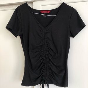 Black scrunch crop top Sz S
